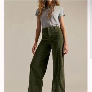 We the Free Olive Green High-Waisted Wide-Leg Pants